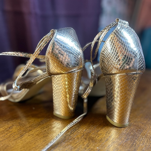 Gold Strappy Women's Sandals - Picture 10 of 10